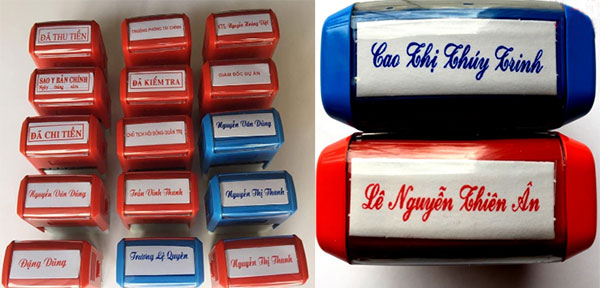 Khắc dấu tên màu xanh hay màu đỏ